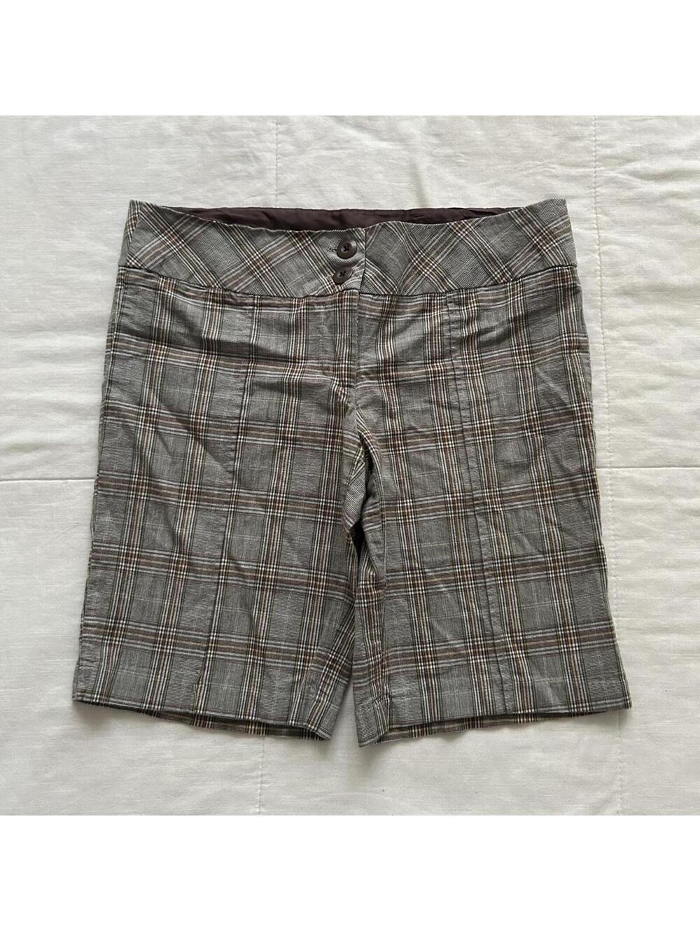 Y2K Heart Soul Gray Plaid Bermuda Shorts Paper Tag Low Rise Size 3
